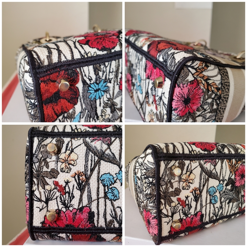 Lady Dior D lite flower latte embroidered medium bag - Picture 9 of 9